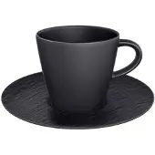Villeroy & Boch Tasse "Kaffeetasse mit Untertasse Manufacture Rock 150 ml / ø 15,4 cm schwarz", schwarz, 2 tlg., Porzellan, Trinkgefäße, Tasse
