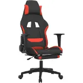 vidaXL Gaming-Stuhl mit Massage & Fußstütze Schwarz und Rot Stoff
