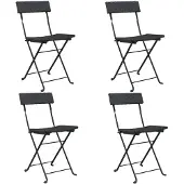 vidaXL Klappstühle, 4 Stück, schwarz, aus Polyrattan und Stahl