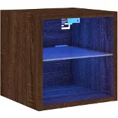 vidaXL TV-Wandschrank mit LED-Leuchten Braun Eichen-Optik 30x28,5x30cm