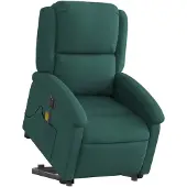 vidaXL Elektrischer Massagesessel mit Aufstehhilfe Dunkelgrün Stoff