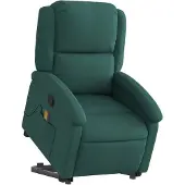 vidaXL Massagesessel mit Aufstehhilfe Dunkelgrün Stoff