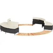 vidaXL Whirlpool-Umrandung Schwarz Poly-Rattan und Massivholz Akazie