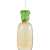 LUCANDE LED-Hängelampe Fay, gelb/hellgrün, Glas, Ø 15 cm
