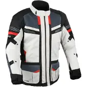 Difi Explore Aerotex wasserdichte Motorrad Textiljacke, hellgrau/schwarz/rot, M