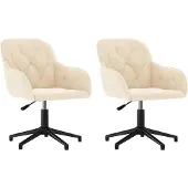 vidaXL Esszimmerstühle 2 Stk. Drehbar Creme Samt