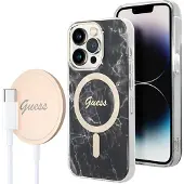 GUESS Gubpp14lhmeacsk+ Charger Set Iphone 14 Pro 6.1 Marble Handyhülle