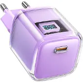 Acefast PD 30W GaN3 USB-C Wandladegerät mit Display Lila