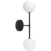 PR Home Wandleuchte Sigma D, schwarz/opal, 2-flg. 49 cm Glas