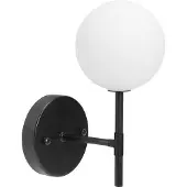 PR Home Wandleuchte Sigma S, schwarz/opal, 1-flg. 25 cm Glas