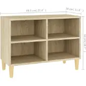 The Living Store TV-Schrank mit Massivholz-Beinen Sonoma-Eiche 69,5x30x50 cm