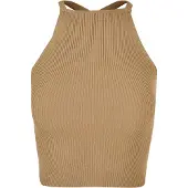 Urban Classics Ladies Rib Knit Crossed Back Top unionbeige M