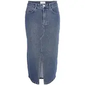 Noisy May Jeansrock "NMKATH NW SLIT MIDI SKIRT VI477MB NOOS", Damen, Gr. XS (34), blau (medium blau denim), Denim/Jeans, Obermaterial: 99% Baumwolle, 1% Elasthan, unifarben, wadenlang, Röcke Jeansrock