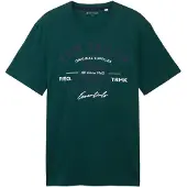 Tom Tailor 1100000002199 , Herren, Gr. XL, grün (deep grün lake), Single Jersey, Obermaterial: 100% Baumwolle, bedruckt, regular fit normal, Rundhals, Shirts 1100000002199, mit großem Logofrontprint