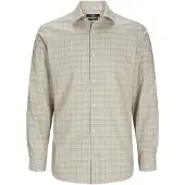 Jack & Jones Langarmhemd "JPRBLAPARKER CHECK L/S SHIRT SN", Herren, Gr. S, N-Gr, grau (greige checks:slim fit), Web, Obermaterial: 100% Baumwolle, kariert, slim fit, Hemden Langarmhemd