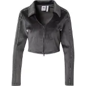 Adidas Sweatjacke ORIGINALS "RIB", Damen, Gr. L, grau (carbon), Obermaterial: 94% Polyester, 6% Elasthan, angesetztes Bündchen, Sweatjacken Sweatjacke