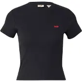 Levi's T-Shirt "ESSENTIAL SPORTY TEE", Damen, Gr. M (38), schwarz (caviar), Feinripp, Obermaterial: 96% Baumwolle, 4% Elasthan, figurbetont taillenlang, Rundhals, Shirts T-Shirt, Feinripp- Qualität