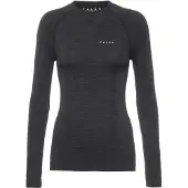 Falke Damen Langarmshirt Wool-Tech, M, Schwarz, Uni, Schurwolle