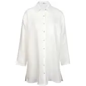 Peter Hahn Long-Bluse aus 100% Leinen weiss, 38