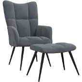vidaXL Relaxsessel mit Hocker Dunkelgrau Samt