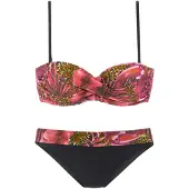 LASCANA Bügel-Bandeau-Bikini , Damen, Gr. 34, Cup B, pink (pink, bedruckt), Polyamid, bedruckt, Bikini-Sets Bügel-Bandeau-Bikini, mit Dschungel-Optik