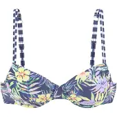 Venice beach Bügel-Bikini-Top "Summer", Damen, Gr. 42, Cup F, bunt (marine, zitrone), Polyamid, Xtra Life LYCRA, bedruckt, Bikini-Oberteile Bügel-Bikini-Top, mit Doppelträgern