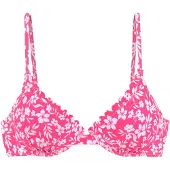 Vivance Bügel-Bikini-Top "Leni", Damen, Gr. 36, Cup D, weiß (neonpink, weiß), Microfaser, bedruckt, floral, Bikini-Oberteile Bügel-Bikini-Top, mit gelaserter Wellenkante