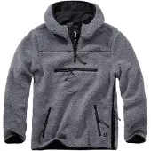 Brandit Kapuzenpullover "Teddyfleece", Herren, Gr. 7XL, grau (anthrazit), Obermaterial: 100% Polyester PES., Pullover Kapuzenpullover