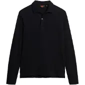 Superdry für Herren. M1110386A Studios Langarm-Poloshirt aus Strick schwarz (XXL), Lässig, Baumwolle, Kurzarm