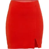 LASCANA Minirock , Damen, Gr. 36, rot, Single Jersey, Obermaterial: 95% Viskose, 5% Elasthan, unifarben, figurbetont kurz, Röcke Minirock, mit kleinem Schlitz