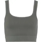LASCANA Crop-Top , Damen, Gr. S (36/38), grün, Rippware, Obermaterial: 93% Polyamid, 7% Elasthan, unifarben, figurbetont kurz, Rundhals, Tops Crop-Top, Seamless Top mit Rippstruktur