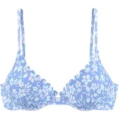 Vivance Bügel-Bikini-Top "Leni", Damen, Gr. 38, Cup C, blau (himmelblau, weiß), Microfaser, bedruckt, floral, Bikini-Oberteile Bügel-Bikini-Top, mit gelaserter Wellenkante