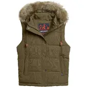 Superdry für Damen. W5011551A Steppweste aus Kunstpelz Everest grün (M), Lässig, Polyester