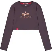 Alpha industries Sweater "Basic Cropped Longsleeve W", Damen, Gr. XS, lila (plum), Obermaterial: 95% Baumwolle, 5% Elastan, slim fit, Sweatshirts Sweater