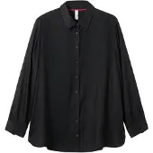 Sheego Hemdbluse , Damen, Gr. 58, schwarz, 100% Viskose, unifarben, Blusen Hemdbluse