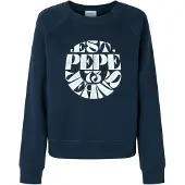 Pepe Jeans für Damen. PL581478 Elena marineblaues Sweatshirt (L), Lässig, Baumwolle, Nachhaltig