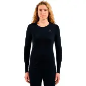 Odlo - Technischer Baselayer aus Merinowolle - Merino 200 Baselayer Top Crew Neck W Black für Damen aus Wolle - Größe XS - schwarz