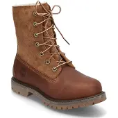 Timberland für Damen. TB18328R2421 Lederstiefelette mit aufrollbarem Schaft und braunem Warmfutter (40 W), Wohnung, Schnürsenkel, Lässig