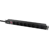 Lanview LVR-2MSCH-SCH-C13-8, Standard, 1U, Einphasig, Horizontal, Schwarz, 8 AC-Ausgänge