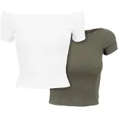 Urban Classics Off Shoulder Rib Kurzarm-t-shirt 2 Einheiten