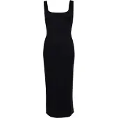 Superdry für Damen. W8011461A Gestricktes Midikleid mit schwarzem Karree-Ausschnitt (S), Lässig, Party, Modal, Ärmellos / Hosenträger