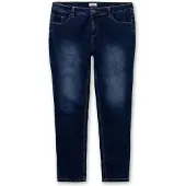Sheego Stretch-Jeans , Damen, Gr. 42, Normalgrößen, blau (dunkelblau denim), 74% Baumwolle, 22% Polyester, 3% Viskose, 1% Elasthan, unifarben, lang, Jeans Stretch-Jeans
