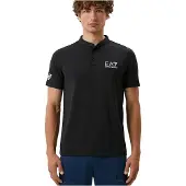 EA7 für Herren. 8NPT21_PJEMZ Polo Ventus7 M Serafino schwarz (L), Sportlich, Tennis/Padel, Polyamid, Kurzarm