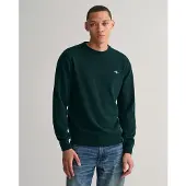 Gant für Herren. 87211 Pullover mit Rundhalsausschnitt aus sehr feiner grüner Schafwolle (XXL), Lässig, Marine