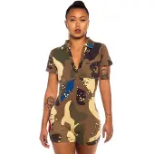 Grimey Glorified Camo Kurzer Overall Mit Kurzen Ärmeln