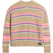 Superdry für Damen. W6110584A Beige gestreifter Pullover mit Rundhalsausschnitt (XS), Lässig, Acryl