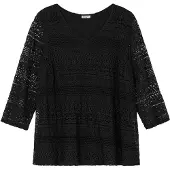 Sheego Spitzenshirt in schwarz | Gr.: 48/50