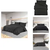 vidaXL Bettwäsche-Set Schwarz 140x200 cm Leichte Mikrofaser - Bettbezüge