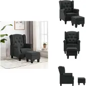 vidaXL Sessel mit Fußhocker Dunkelgrau Stoff - Sessel