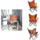 vidaXL Butterfly-Sessel Braun Echtleder - Sessel